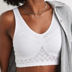Aerie White Superchill Seamless Bralette Top Size S